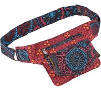 GURU SHOP Riñonera colorida para festival, bolso cruzado - limon/azul, hombre/mujer, algodón, 14 x 17 x 5 cm, para festivales, hippie, rojo y negro, talla única, Casual