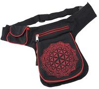 GURU SHOP Riñonera de tela con diseño de flor de la vida, estilo bohemio, de Nepal, unisex, para adultos, 25 x 20 x 4 cm, blanco / rojo, Einheitsgröße, Casual