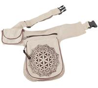GURU SHOP Riñonera de tela con diseño de flor de la vida, estilo bohemio, de Nepal, unisex, para adultos, 25 x 20 x 4 cm, beige/marrón, Einheitsgröße, Casual