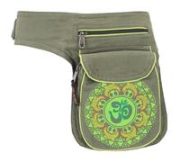 GURU SHOP Riñonera de tela y riñonera Aum Mandala, Goa, riñonera, unisex - Adulto, 25 x 17 x 4 cm, verde, Einheitsgröße, Casual