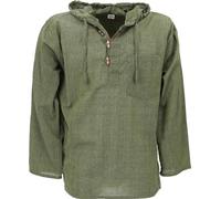 GURU-SHOP, Sudadera Nepal Goa Hippie, Oliva, Algodón, Tamaño:XL, Camisas de Hombre