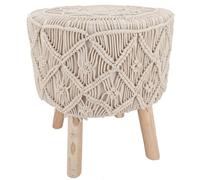 GURU SHOP Taburete de macramé, taburete boho natural - Modelo 2, beige, 50 x 45 x 45 cm, muebles de asiento