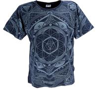 GURU SHOP Tíbet & Buddhist Art - Camiseta de algodón para hombre, diseño de mandala con texto en inglés "Flower of Life Mandala", Negro , M