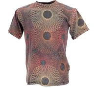 GURU SHOP Tibet & Buddhist Art Camiseta Fusion Mandala Stonewash Camiseta Hombre Algodón, gris antracita y naranja, XL