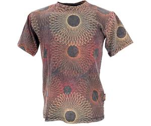 GURU SHOP Tibet & Buddhist Art Camiseta Fusion Mandala Stonewash Camiseta Hombre Algodón, gris antracita y naranja, XL