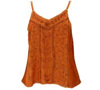 GURU SHOP Top Boho Chic Bordado Top Casual Verano Mujer, naranja oxidado, 38