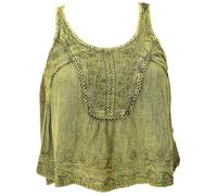 GURU SHOP Top Boho Chic Bordado Top Corto Holgado Verano Mujer