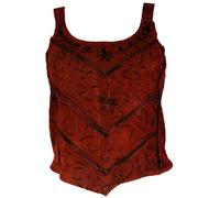 GURU-SHOP, Top Bordado Boho Chic, Hippie Top, Rojo Vino, Sintético, Tamaño:36, Camisetas, Camisetas, Camisetas