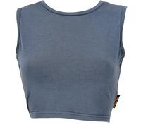 GURU SHOP Top corto de yoga estampado de algodón orgánico para mujer, azul/gris, 38