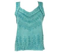 Guru-Shop, Top hippie indio bordado, blusa corta boho-chic, aqua, sintético, tamaño de la ropa: 40, camisetas top
