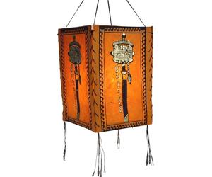 Guru-Shop Tulipa de Papel Lokta, Lámpara de Manta de Papel Hecho a Mano, Rueda de Oración - Naranja, PapelLokta, 28x18x18 cm, Lámparas de Techo Asiáticas de Tela de Papel