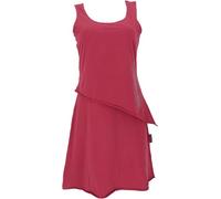 GURU SHOP Vestido corto de algodón orgánico en capas sin mangas con estampado de plumas para mujer, Paprika, 38