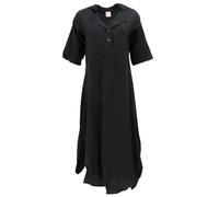 GURU SHOP Vestido de verano aireado, vestido camisero, vestido maxi de algodón, azul, mujer, algodón, Negro , 42