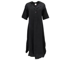 GURU SHOP Vestido de verano aireado, vestido camisero, vestido maxi de algodón, azul, mujer, algodón, Negro , 42