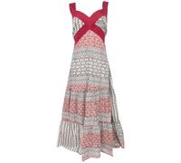 GURU SHOP Vestido de verano bohemio, vestido largo de playa, vestido largo de mujer, beige y negro, 42