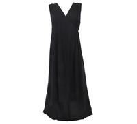 GURU SHOP Vestido de verano boho aireado, vestido cruzado liso - gris violeta, mujer, sintético, Negro , 42