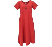 GURU SHOP Vestido de verano suave y cómodo con bolsillos de lino para mujer, algodón, ropa alternativa, rojo, 38
