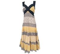 GURU SHOP Vestido largo de verano Boho para mujer, Beige/Amarillo, 42
