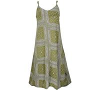 GURU SHOP Vestido midi de patchwork de verano con tirantes para mujer, verde oliva, 40
