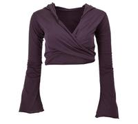 GURU SHOP Camiseta de yoga de manga larga con mangas de trompeta para mujer, berenjena, 38