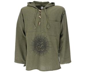 GURU SHOP Yoga Camisa Goa Om Sudadera Hombre, Oliva/Negro, M