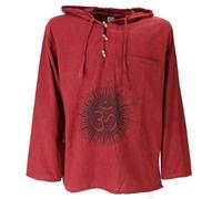GURU-SHOP, Yoga Shirt, Goa Shirt Om, Sudadera, Gris, Algodón