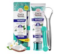 GuruNanda Pasta de dientes de hidroxiapatita, sin SLS ni flúor, pasta dental blanqueadora - Refresca el aliento, combate la placa, nim de jazmín de cacao natural, 4.2 onzas