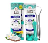 GuruNanda Pasta de dientes de hidroxiapatita, sin SLS ni flúor, pasta dental blanqueadora - Refresca el aliento, combate la placa, nim de jazmín de cacao natural, 4.2 onzas