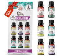 GuruNanda Set de Aceites Esenciales - Grado Terapéutico 100% Puro y Natural para Aromaterapia, Masaje, Difusor, Cuidado de la Piel - Lavanda, Menta, Eucalipto 0.33 Fl Oz (Paquete de 6)
