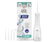 GuruNanda Water Dental Flosser 2.0 XL - Tanque grande de 380 ml, 4 modos de hilo dental, inalámbrico y portátil con temporizador inteligente para limpieza profunda y encías felices, color blanco