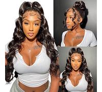 Gurxen Pelucas de cabello humano ondulado con encaje frontal 360 para mujeres negras, cabello humano con encaje frontal completo, peluca de cabello humano ondulado HD, prearrancado, densidad del 200