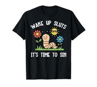 Gusano inapropiado Despertar Tiempo para Pecar Humor Divertido Mujeres Hombres Camiseta