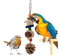 Gusengo Juguetes para periquitos,Natural Cornbraid Pine Cone Ball Bites Skewers Bird Toy | Cuerda Colgante con Pico para moler pájaros para guacamayos, periquitos, cacatúas y cacatúas