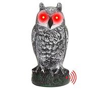 Gusengo Señuelo de búho - Búho Falso con Ojos parpadeantes, Sonido Aterrador y Detector de Movimiento | Espantapájaros de búho con Ojos parpadeantes y Sonido Aterrador, búho Realista para Control