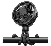 Gusgu - Ventilador portátil de tamaño pequeño, 2021, con trípode flexible, 3 velocidades y batería recargable, pequeño ventilador para cochecito, escritorio, dormitorio, aire libre, camping, etc.