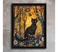 Gustav Klimt Black Cat Garden Flowers Wall Art Poster Print Picture A3 A4 A5 A4 Poster on Canvas - Inspirador Motivacional Arte de la pared Vida diaria Cita alentadoras frases cortas famosas palabras