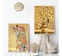 Gustav Klimt - Figura abstracta clásica, obra de arte, beso, árbol de la vida, póster, lienzo, pintura e impresiones, imágenes de pared, decoración del hogar, 70 x 100 cm, 2 piezas, sin marco