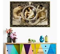 Gustav Klimt "Idilio, 1884" Póster de arte en lienzo estético para decoración de pared en sala de estar moderna (50x70cm/Sin marco)