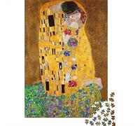 Gustav Klimt Rompecabezas De Madera 1000 Piezas, Imposible Puzzle Pinturaarte, Decoración del Hogar, Jigsaw Puzzles The Kiss para Adultos Adolescente, Rompecabezas Cuadros Famosos del Mundo