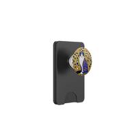 Gustav Klimt Style Tabby Cat Patrón geométrico azul y dorado PopSockets PopWallet para MagSafe