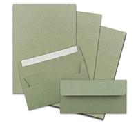 GUSTAV NEUSER - Juego de 25 papeles de carta (DIN A4, con sobres largos, autoadhesivos, papel de estraza verde, papel de escritura reciclado con sobres - FarbenFroh by GUSTAV NEUSER
