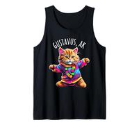 Gustavus Alaska USA Divertido Lindo Colorido diseño de Gato Bailando Camiseta sin Mangas
