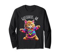 Gustavus Alaska USA Divertido Lindo Colorido diseño de Gato Bailando Manga Larga