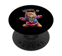Gustavus Alaska USA Divertido Lindo Colorido diseño de Gato Bailando PopSockets PopGrip Adhesivo