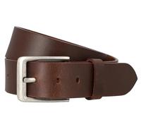 Gusti Cinturón de cuero - Cinturón de cuero liso Kara con hebilla plateada traje cinturón hombres cuero marrón, Dunkelbraun, 90