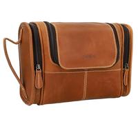 Gusti Cuero Studio Chester Neceser de Cuero Bolsa de Viaje Impermeable Cosméticos Maquillaje Make Up Accesorios Marrón Coñac 2H30-20-5wp