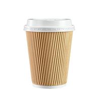 GUSTO [50 unidades - 355 ml - 12 oz Tazas de Papel Rizado Kraft Aisladas, Tazas de Café Desechables con Tapa - Ideales para Bebidas Calientes, Viajes y Uso en Oficina - Formerly Comfy Package