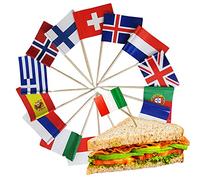 Gusto Juego de Adornos Palillos con Banderas Internacionales, restaurantes, Pubs, panecillos (sólo Palillos de Bandera, 100 Unidades)
