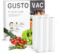 GustoVac 6 rollos de papel al vacío: 6x30x300 cm, con termostato en relieve, sin BPA, resistente al sabor, rollo de papel de aluminio para sellador al vacío - Sous Vide bolsas de vacío