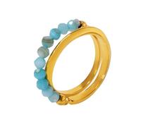 GUSXPPD Anillo De Cuentas Para Mujer, Anillos De Cuentas De Perlas De Piedra Natural Bohemio, Anillo De Cuentas De Piedra Natural, Anillo EláStico De Cuentas (Azul, 7)